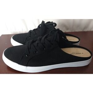 Women's St. John's Black Lace Up Memory Foam Slip On Backless Tennis Shoes 9